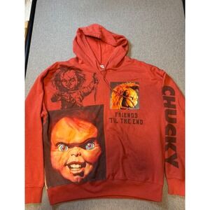 Vintage 80's Movie Chucky Men's Orange Sweatshirt XL